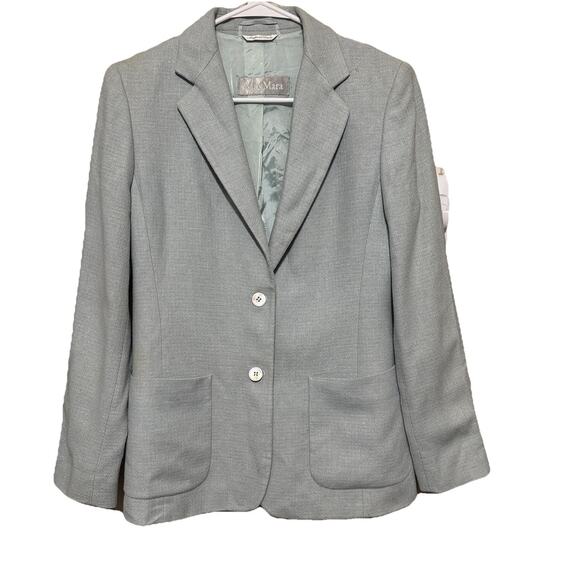 Max Mara Mint Green Blazer US 4 Wool Silk Linen blend Classic Quiet Luxury - Picture 1 of 8
